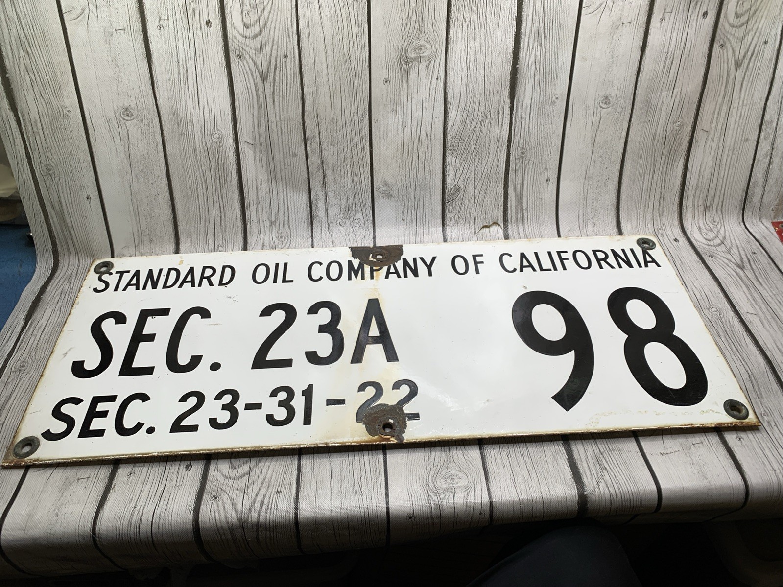 Vintage Standard Oil Company Of California Porcelain Sign SEC. 23A
