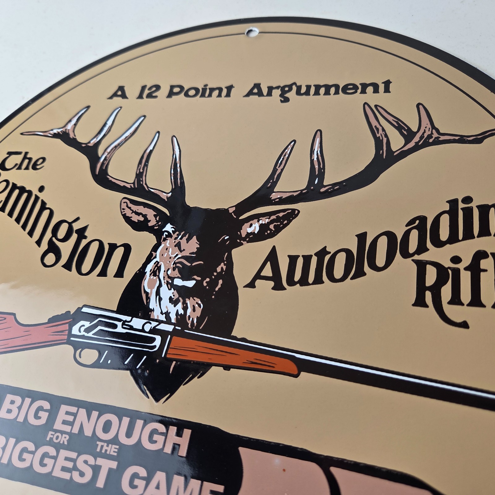 Vintage Remington Porcelain Sign – Firearms Rifles Deer Ammo Guns Gas Pump Sign