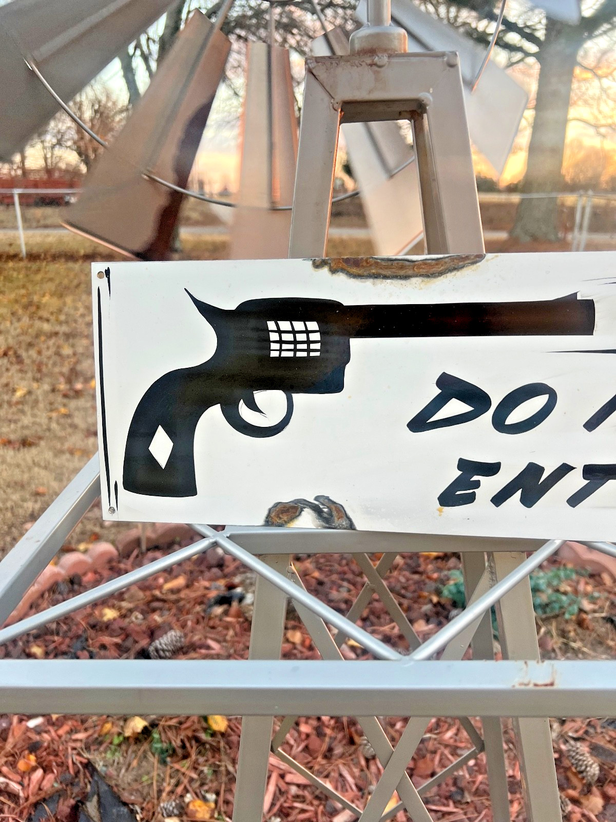 Rustic Hand Painted DO NOT ENTER STAY OUT GUN Shop Garage Range Firearms Sign