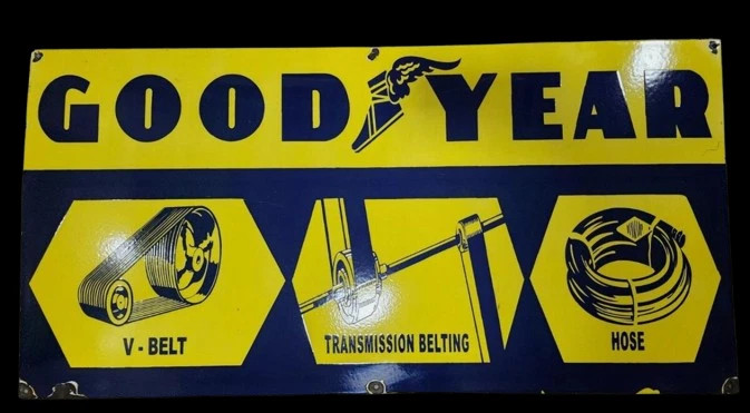 PORCELIAN GOOD YEAR ENAMEL SIGN SIZE 42X20 INCHES