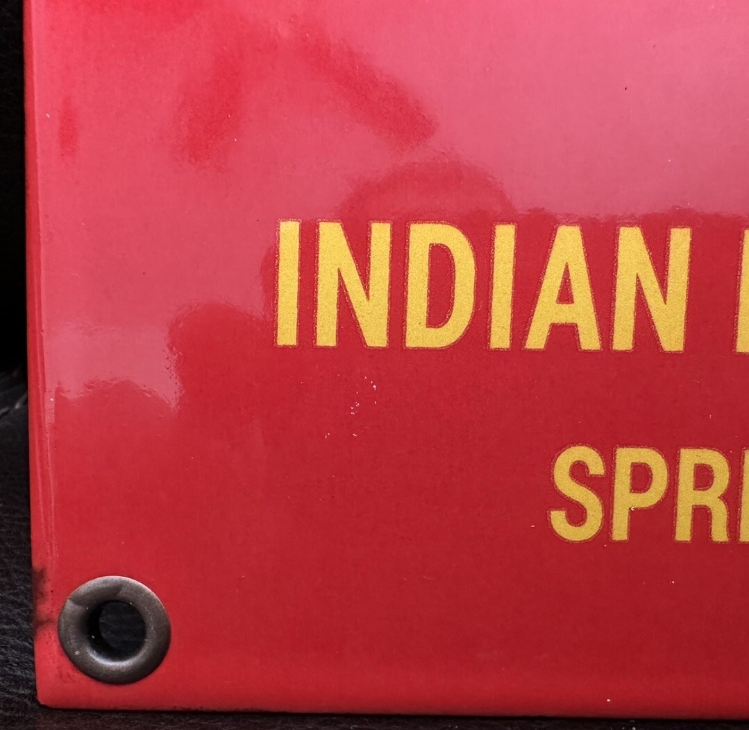 Indian Motorcycle Top-Lube Porcelain Sign Gas Oil Garage Vintage