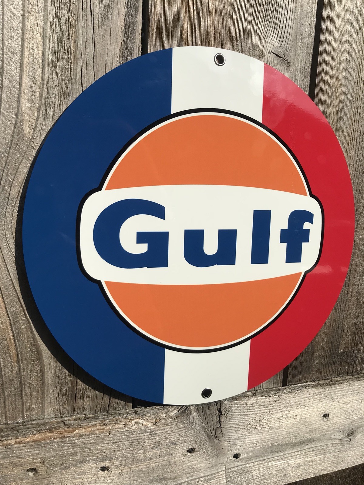 Gulf racing advertising sign oil gas porsche ford Gt40 Round Metal