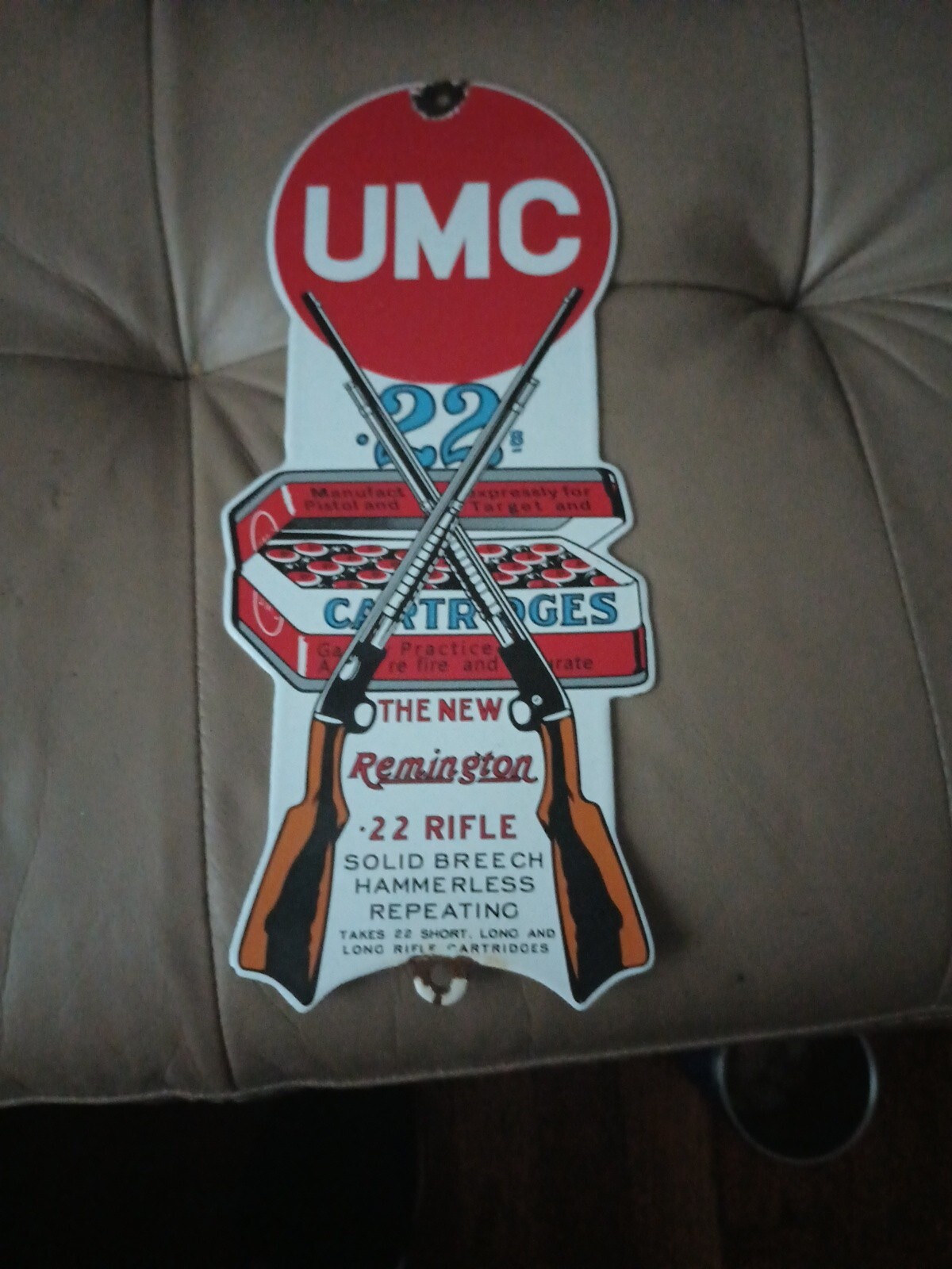 3 VINTAGE PORCELAIN GAS MOTOR OIL SERVICE AMMO SIGNS
