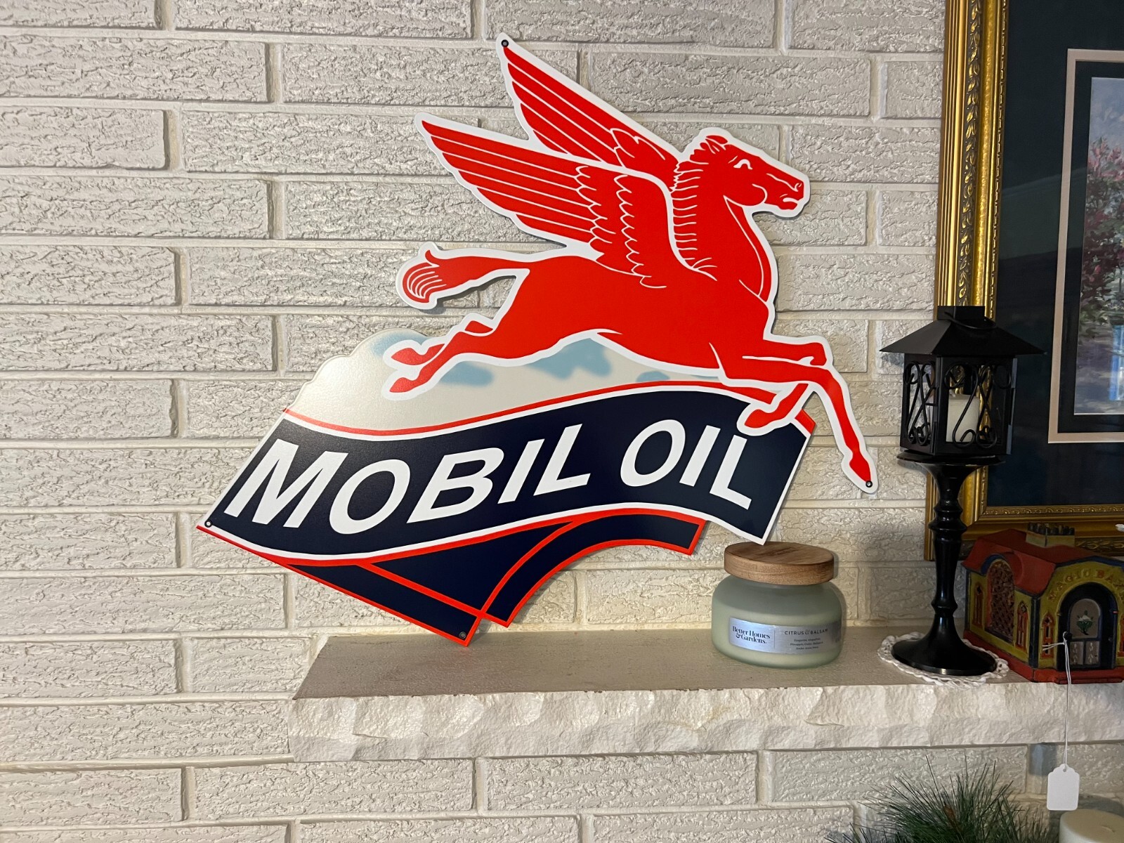Mobiloil Cut Out Metal Sign 23×23 Reproduction
