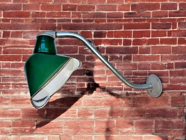 PAIR 1940s 9×11 Silva-King Green Porcelain Pole Sign Light Gas Station Vintage