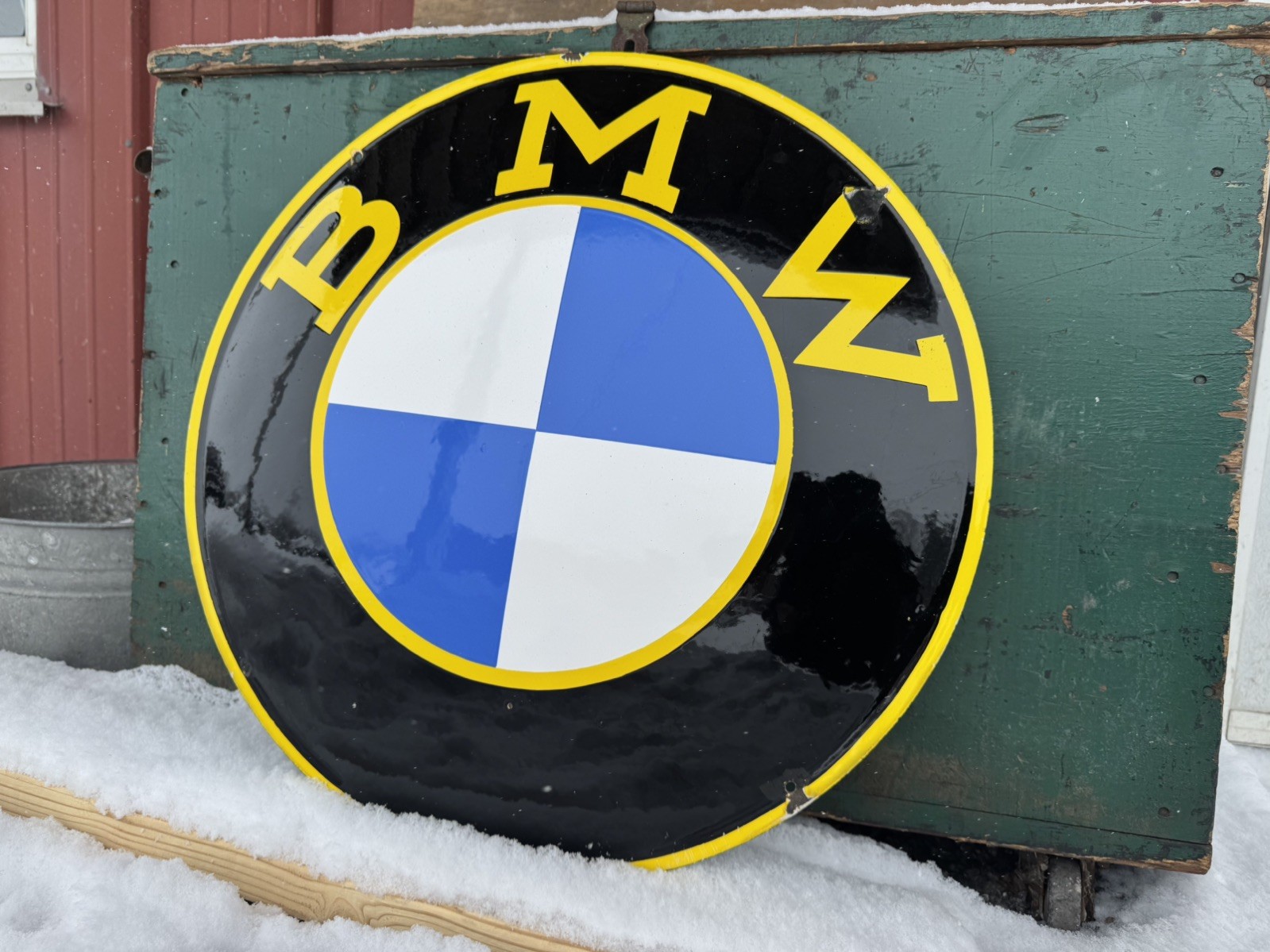 Original BMW Motorcycle Dealership Porcelain Sign Convex TAC Authenticated