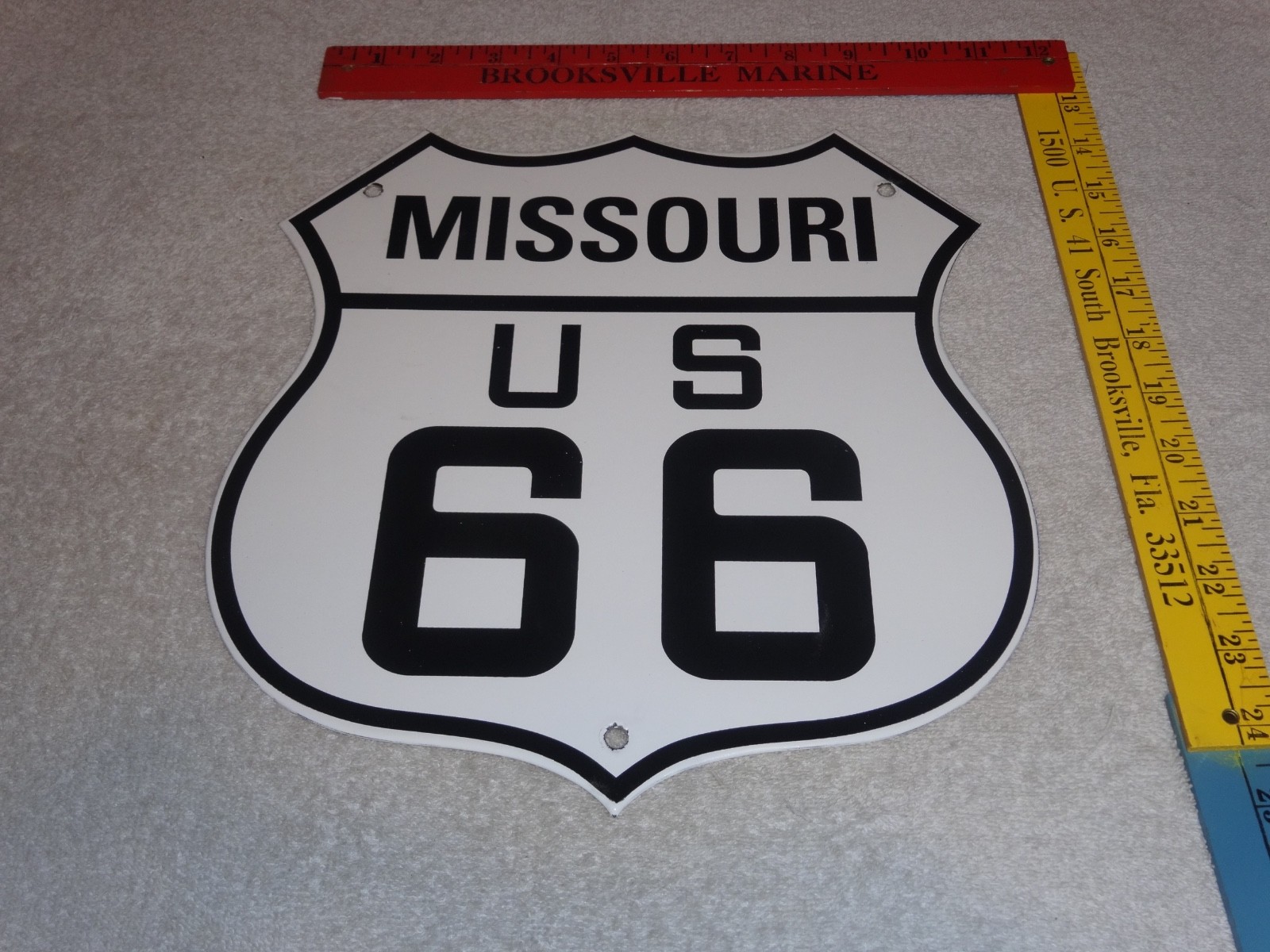 VINTAGE MISSOURI ROUTE 66 UNITED STATES U.S. PORCELAIN METAL GASOLINE OIL SIGN