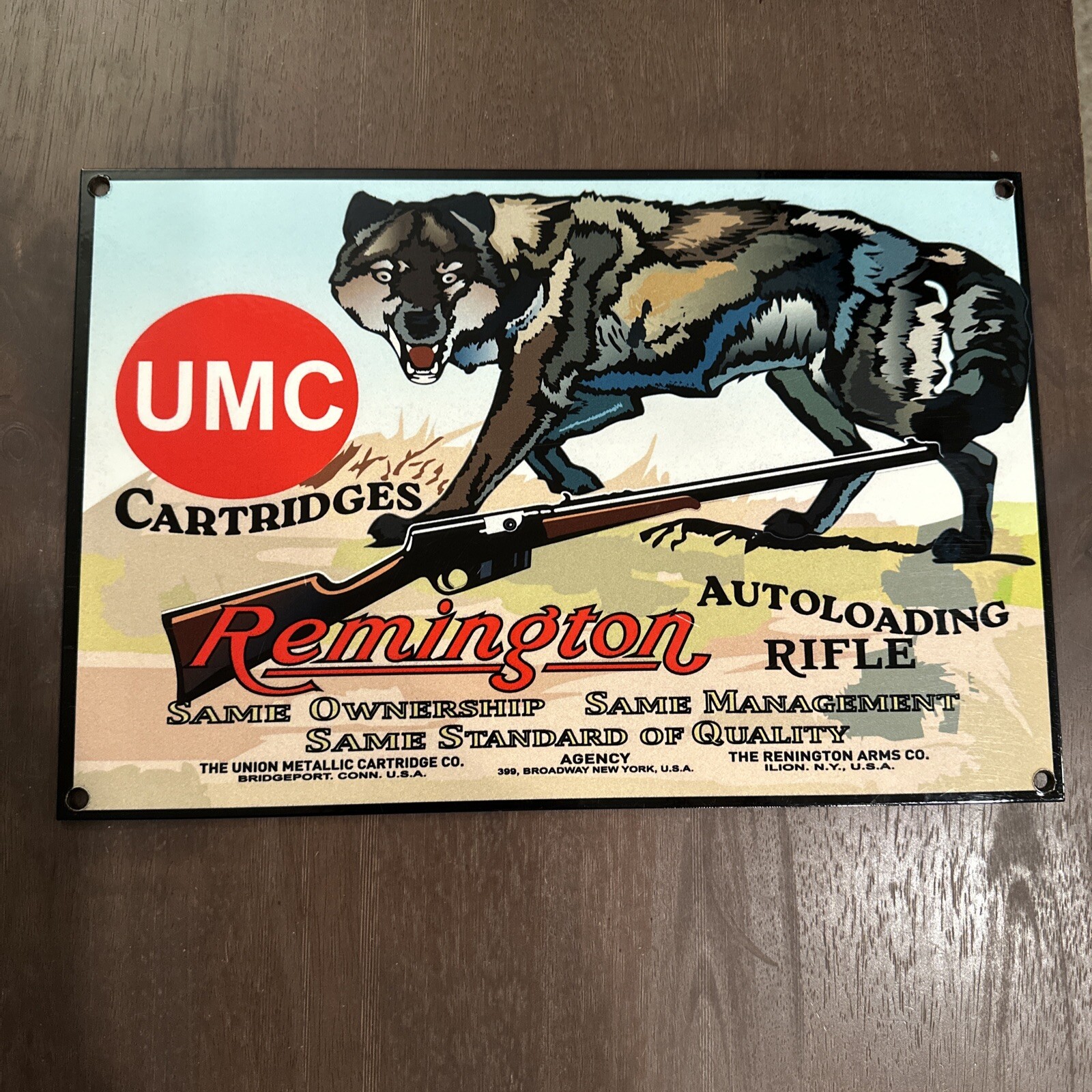 Old Vintage Winchester UMC Rifle Ammunition Porcelain Enamel Metal Sign