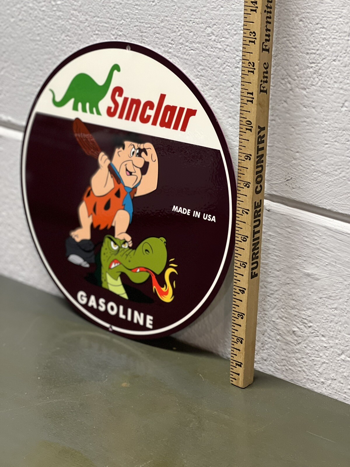 Sinclair Dino Gasoline Metal Sign Fred Flintstone Dino Station Cartoon Gas Oil