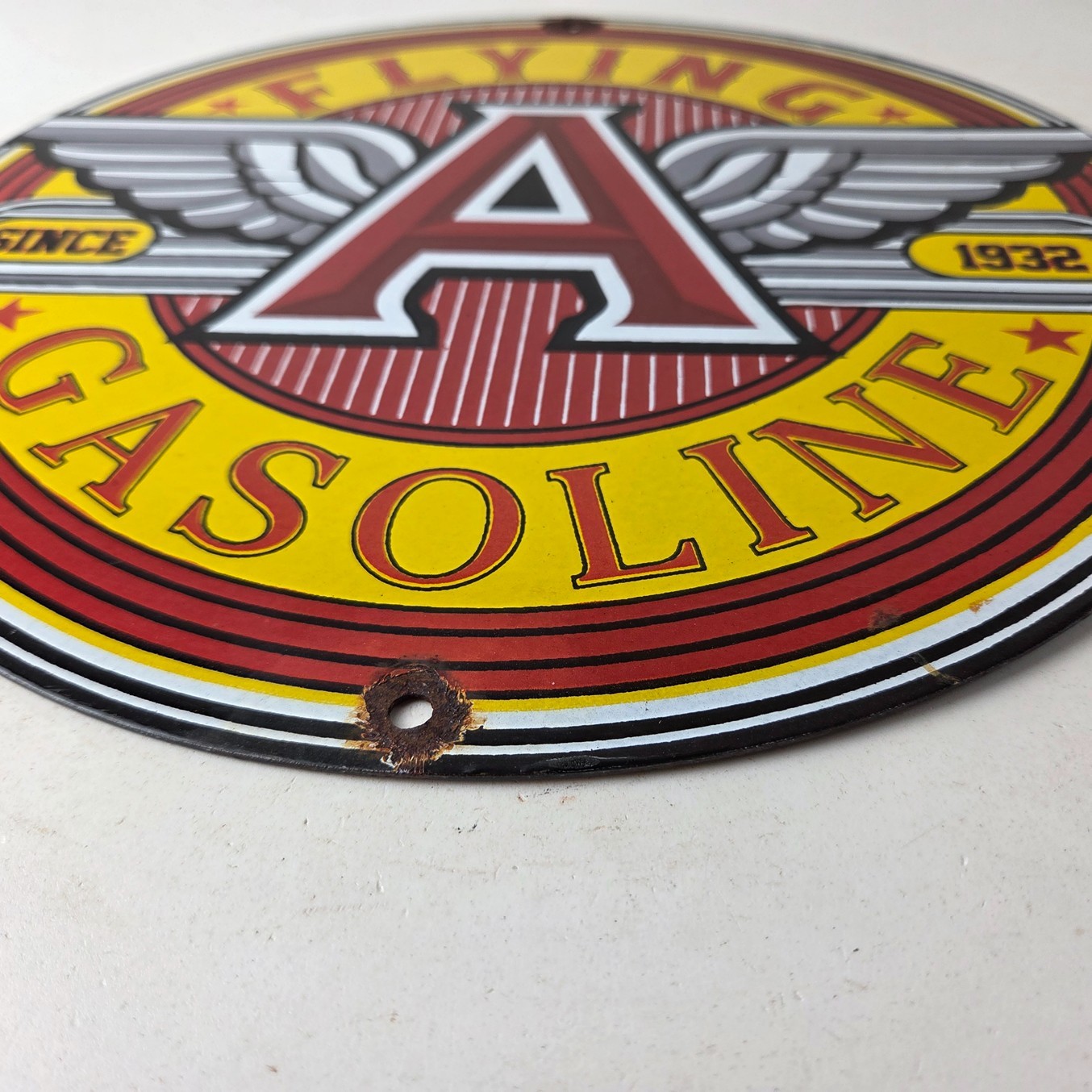 Vintage Flying A Gasoline Sign – Gas Oil Service Station Pump Advertising Sign