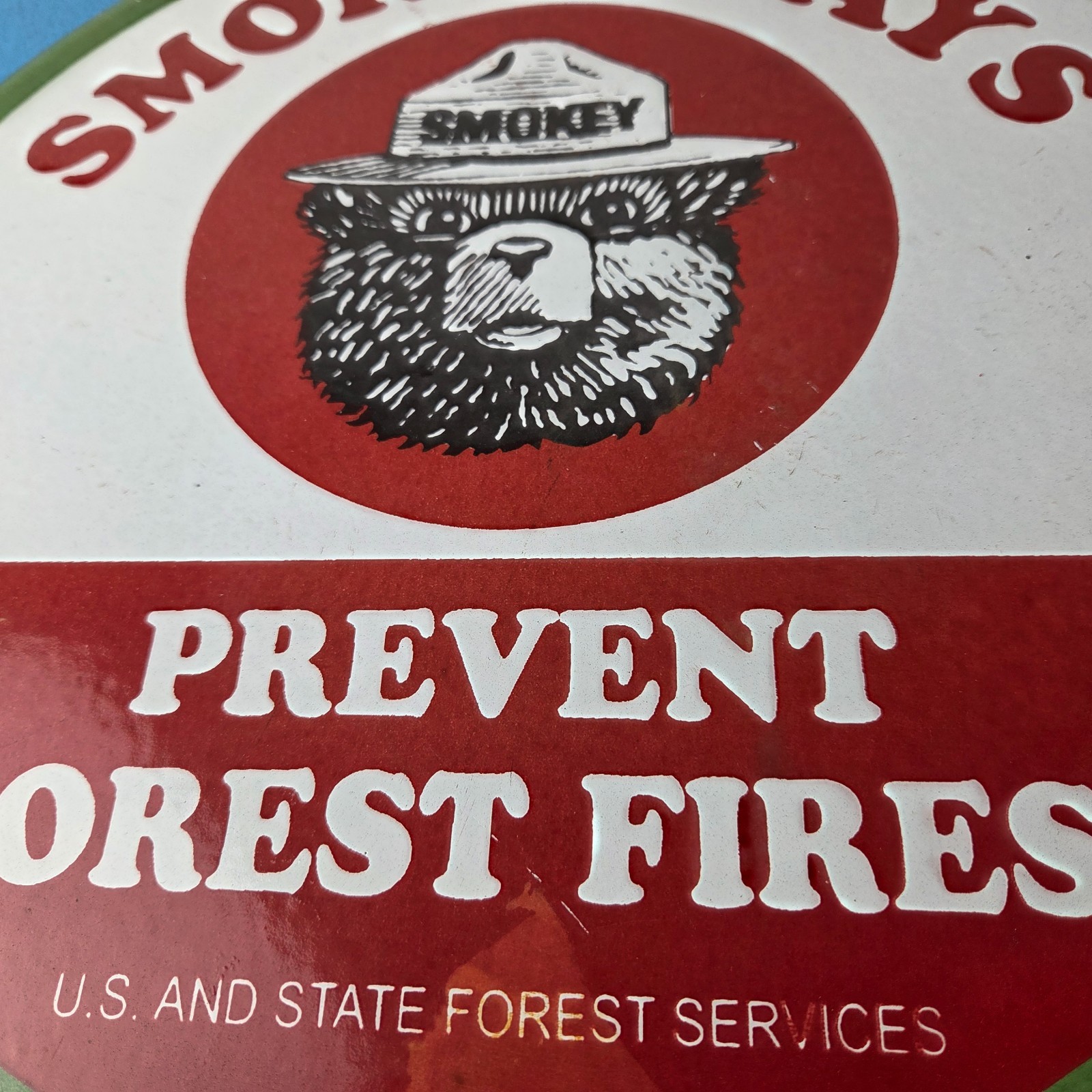 Vintage Smokey Bear Porcelain Sign – Only You Can Prevent Forest Fires Sign