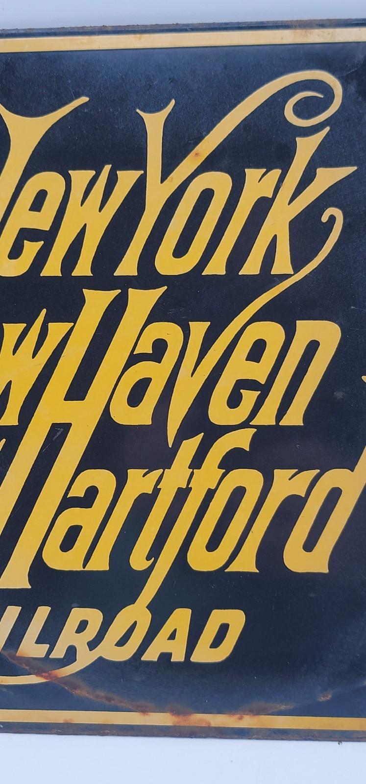 Vintage New York New Haven Hartford Railroad Porcelain Enameled Metal Sign