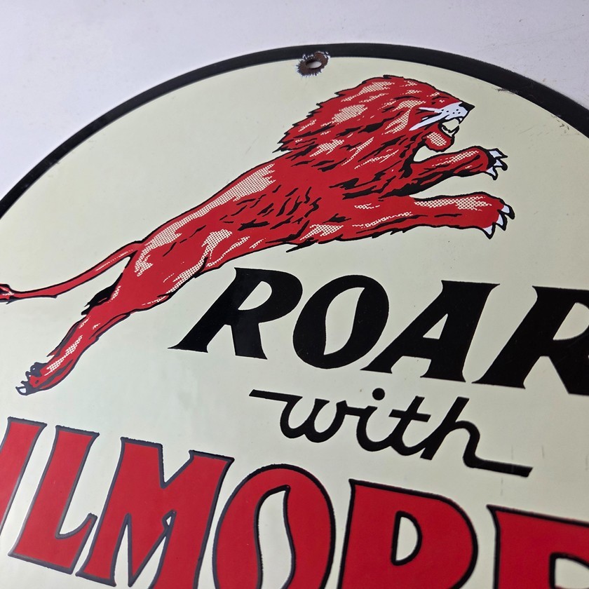 Vintage Gilmore Gasoline Sign – Service Station Porcelain Gas Pump Ad Sign
