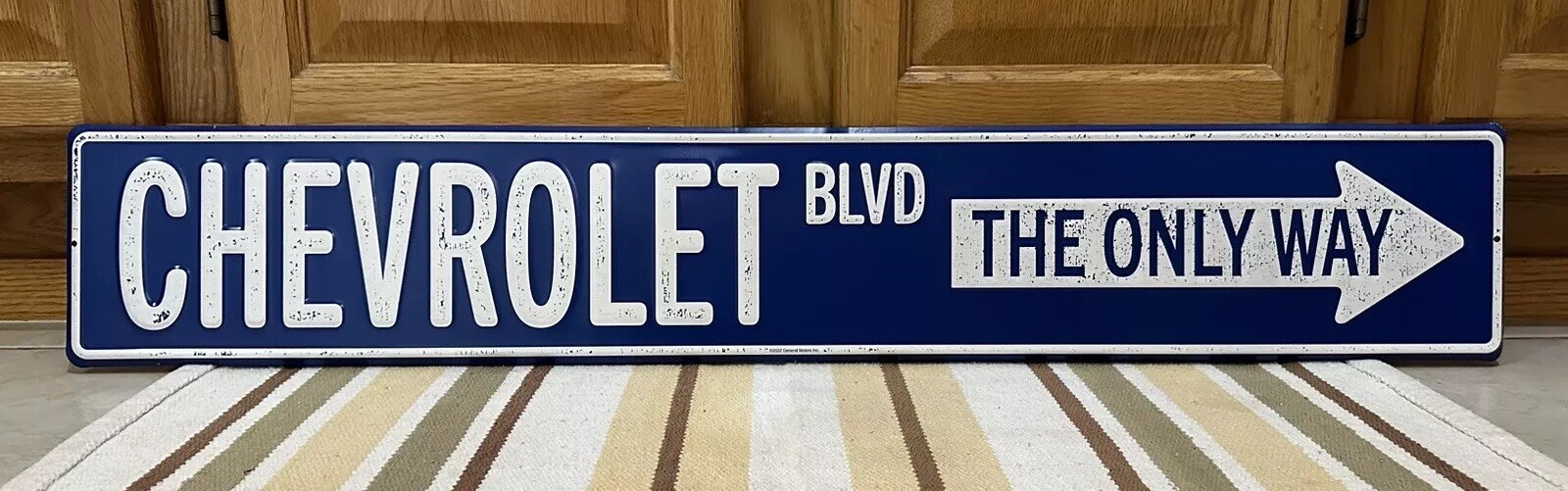Chevrolet Blvd Metal Sign Arrow Chevy Parts Tools Vintage Style Wall Decor 36”