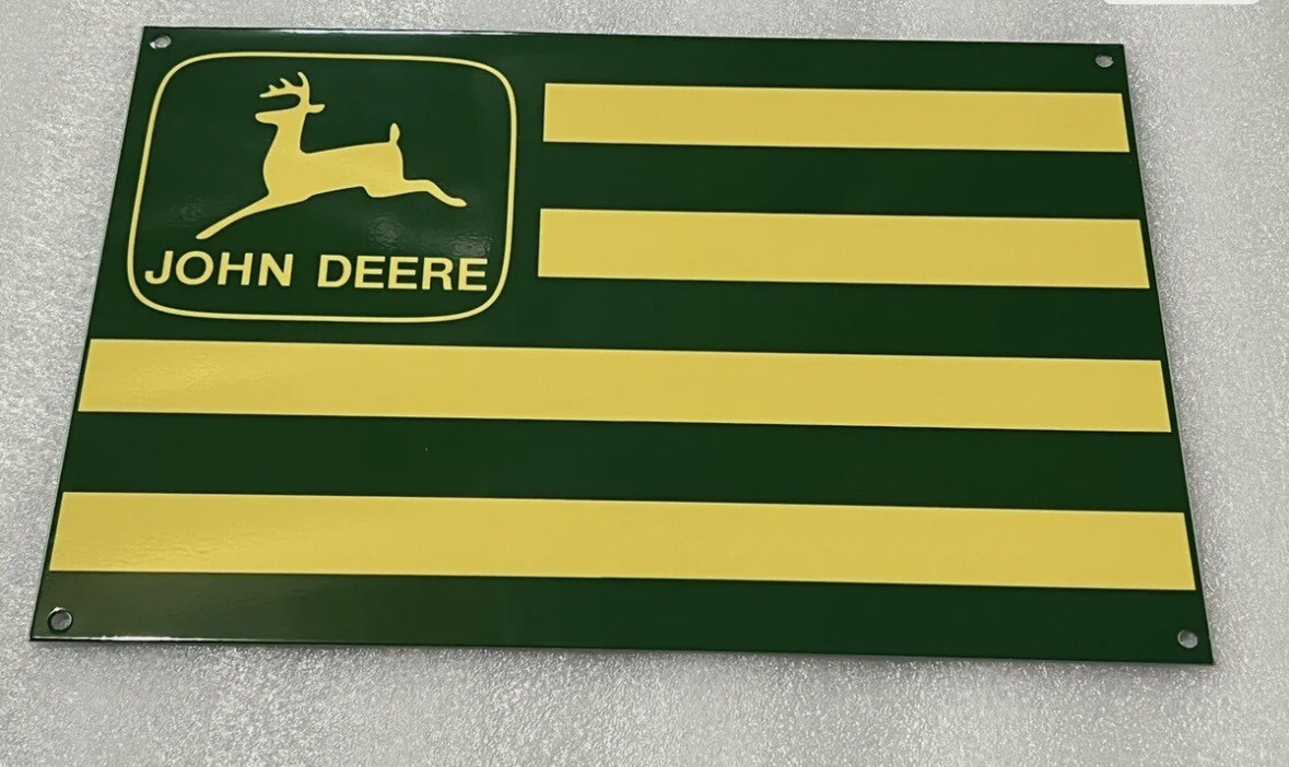Vintage Style 12” John Deere Flag Freedom Steel Metal Top Quality Sign