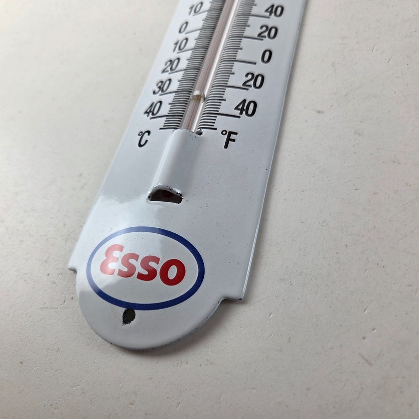 Vintage Esso Gasoline Sign – Service Pump Ad Sign on Porcelain Thermometer