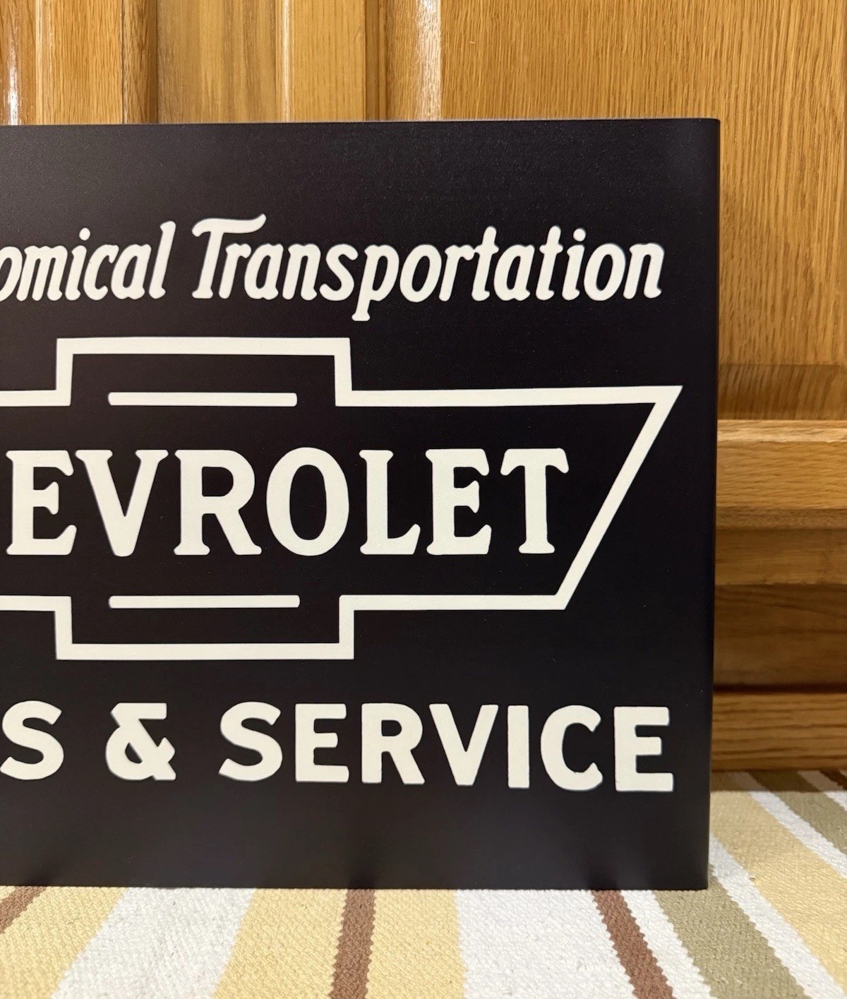 Chevrolet Sales Service Flange Sign 2 Sided Gas Oil Vintage Style Wall Decor