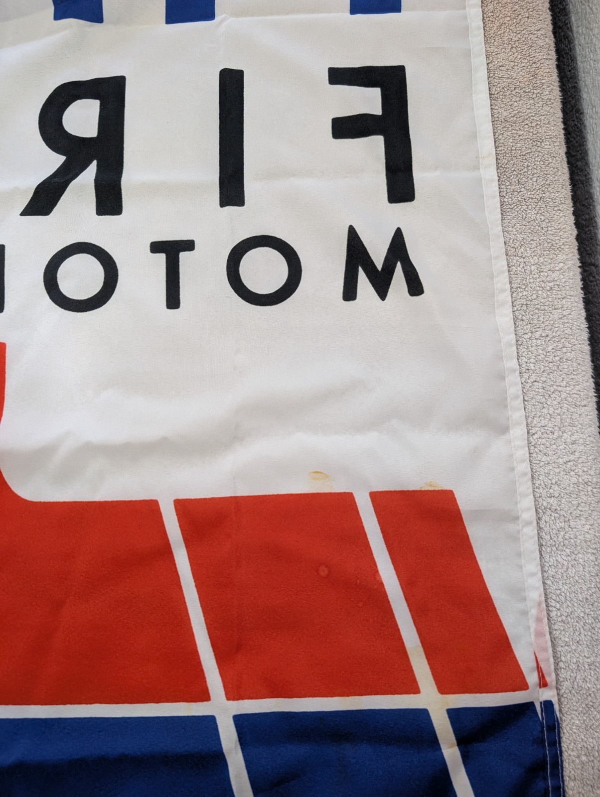 Rare Fina First Motor Oil Advertising Flag Pit Lane Racing Collectible Banner
