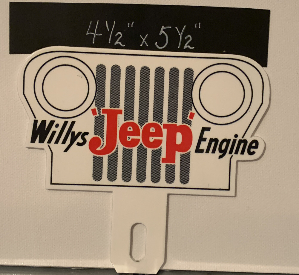 Willy’s JEEP Engine Metal Plate Topper Advertisement Sales Service Gas Oil