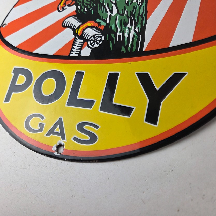 Vintage Polly Motor Oil Sign – Porcelain Premium Gasoline Pump Sign