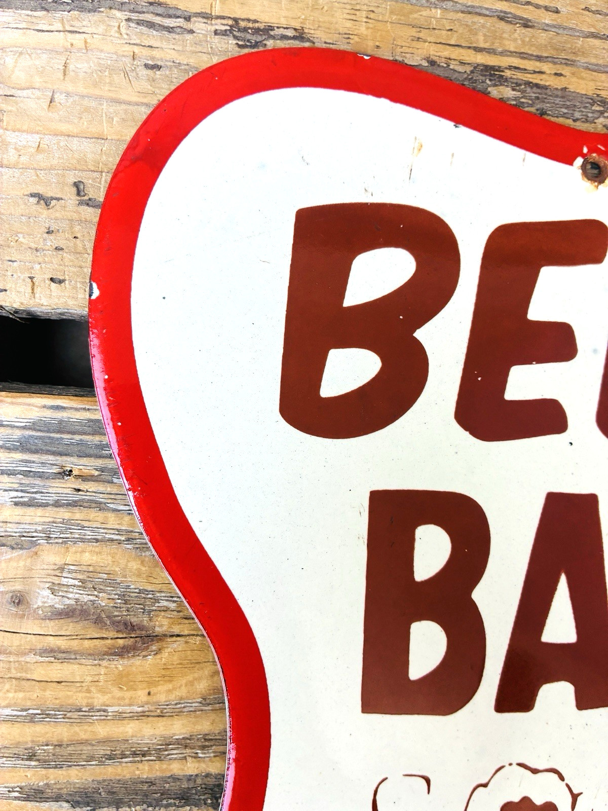 VINTAGE 12×9″ BEER BAIT ICE AMMO PORCELAIN GAS OIL SODA POP PUMP STATION SIGN