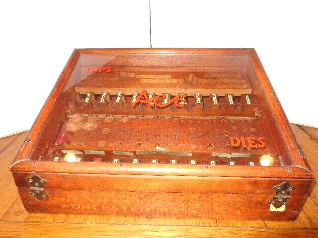 ANTIQUE ACE TAP & DIES WOODEN STORE DISPLAY CASE ADVERTISING -18x14x9 in # L 172
