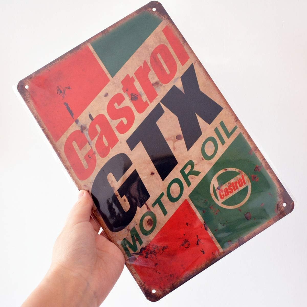 Retro Vintage Tin Metal Sign, Castrol Motor Oil, Wall Decor for Home Garage B…