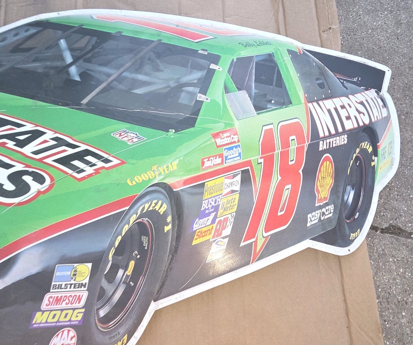2003 NASCAR Bobby Labonte #18 Interstate Battery 46″x18″ Tin Metal Car Sign