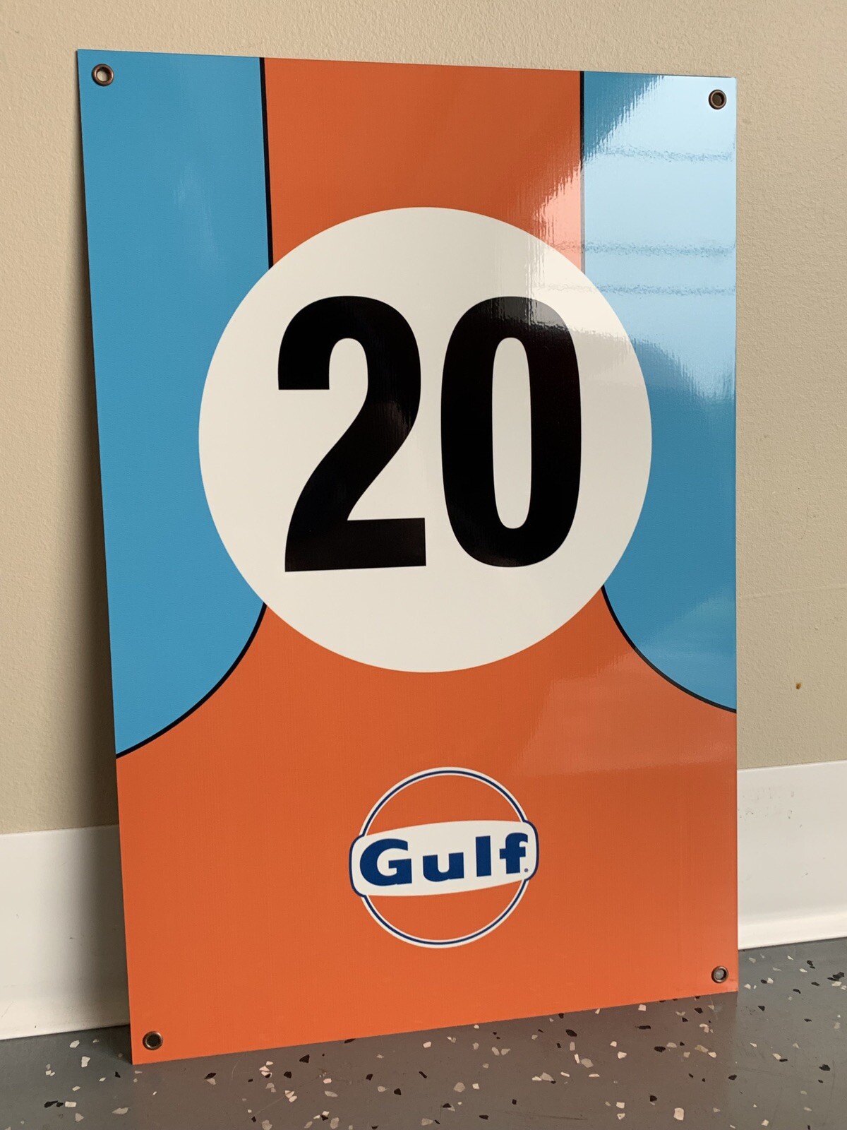 Le Mans Gulf Racing Steve McQueen Large 18” Reproduction Garage Sign