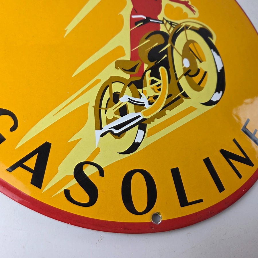 Vintage Idaho Gasoline Sign – Indian Chief Gas Motor Oil Pump Porcelain Sign