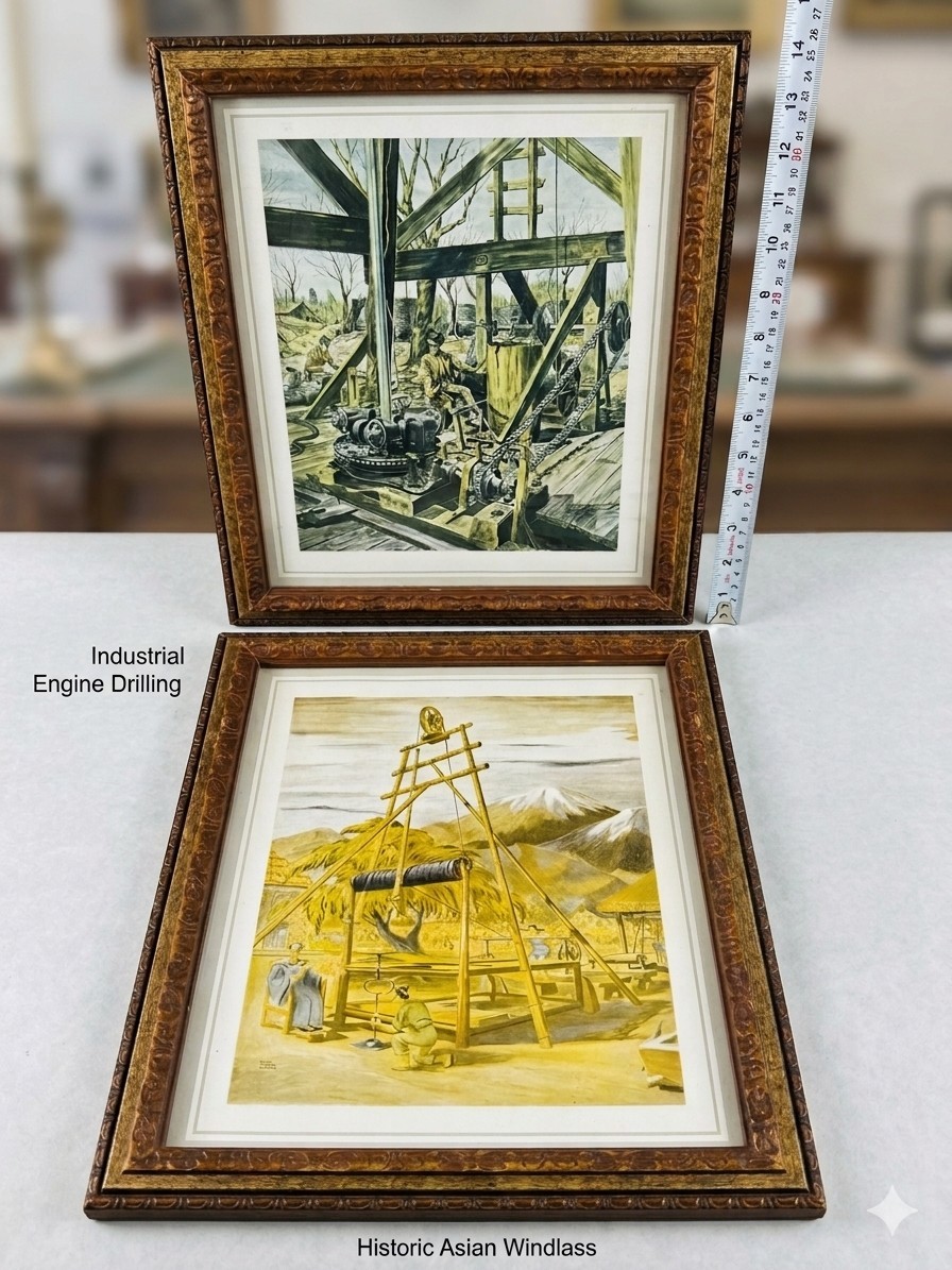 Vintage Oil Industry Prints Set 2 History of Drilling Petroliana Bamboo Rig Art