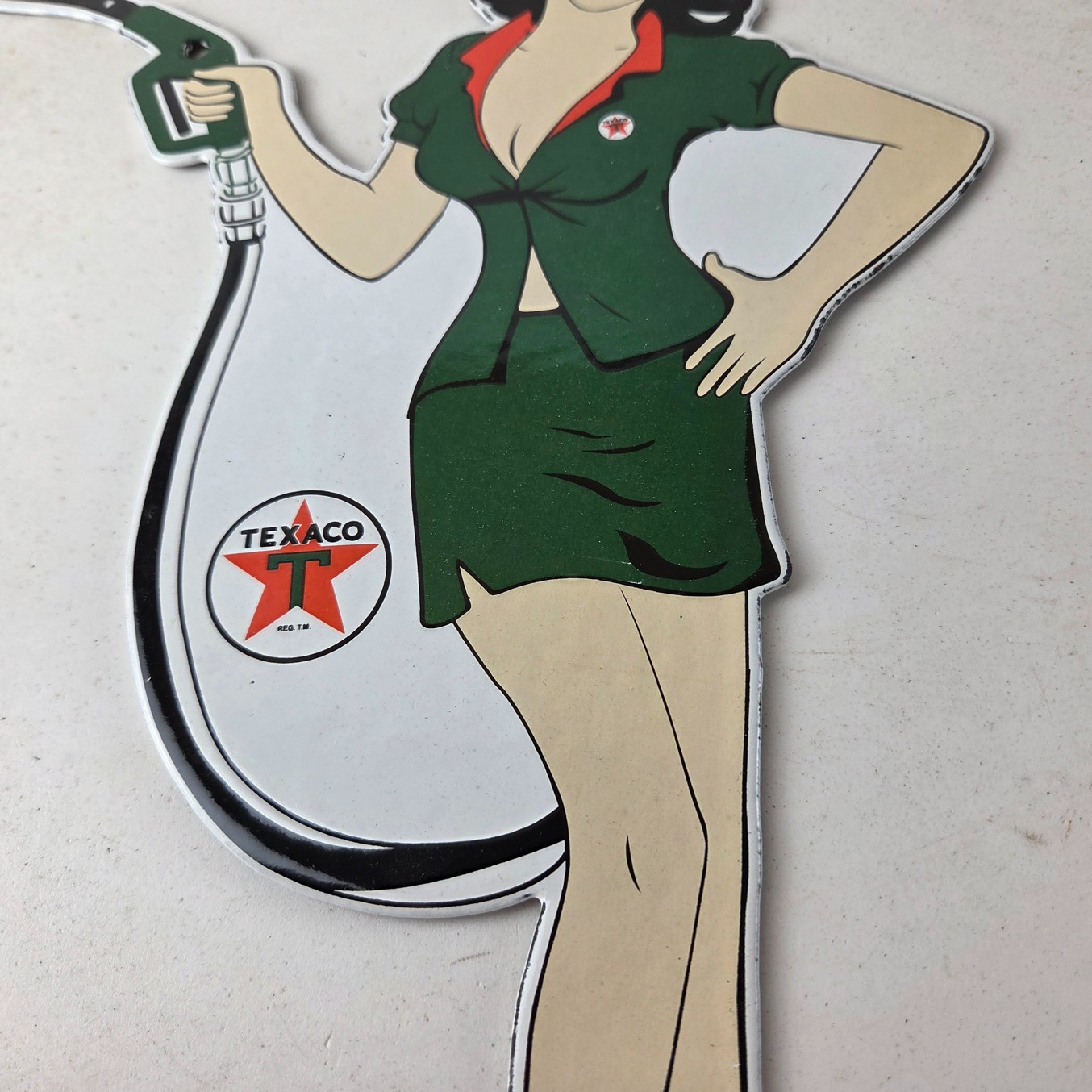 Vintage Texaco Gasoline Sign – Gas Attendant Gas Pump Ad Porcelain Sign