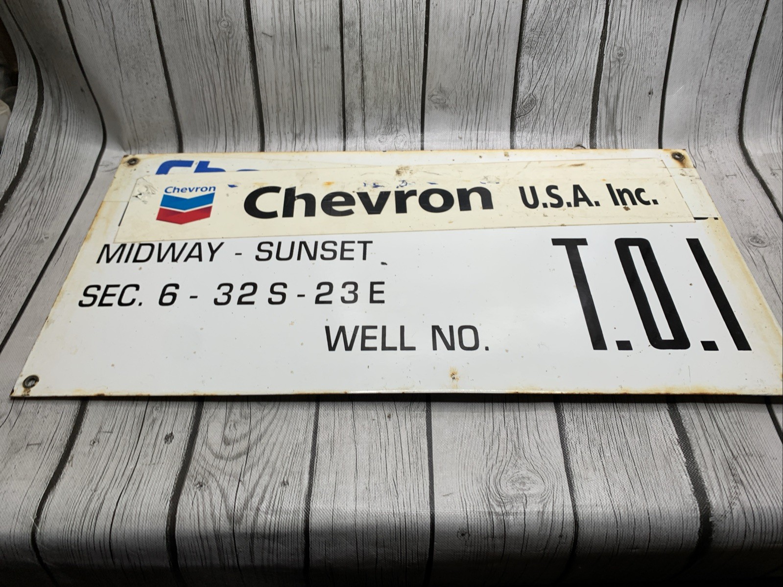 Chevron Oil Well Lease Identification Sign #T.0.1 Porcelain