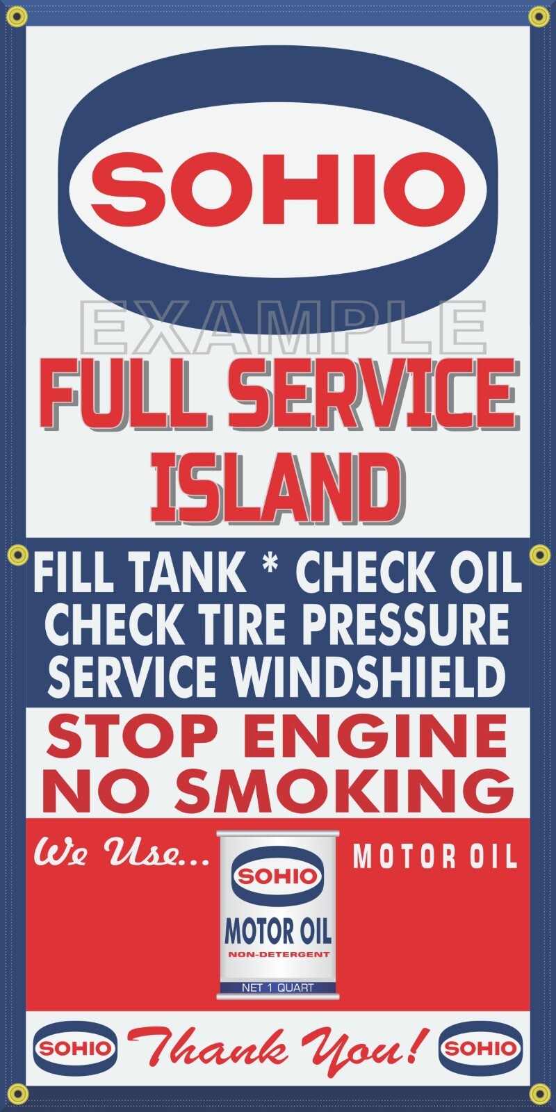 SOHIO GAS STATION FULL SERVICE ISLAND VINTAGE SIGN REMAKE BANNER SIGN ART MURAL