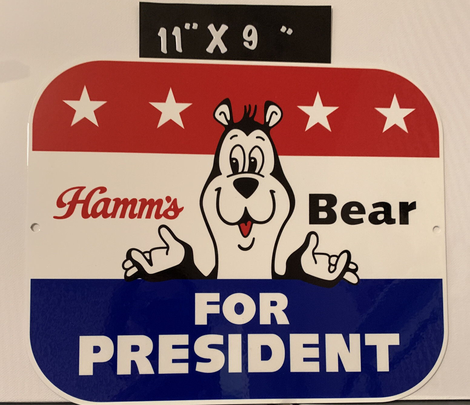 Hamm’s Bear Porcelain Like Metal Sign Beverages Beer Station Service Bar Gas Oil