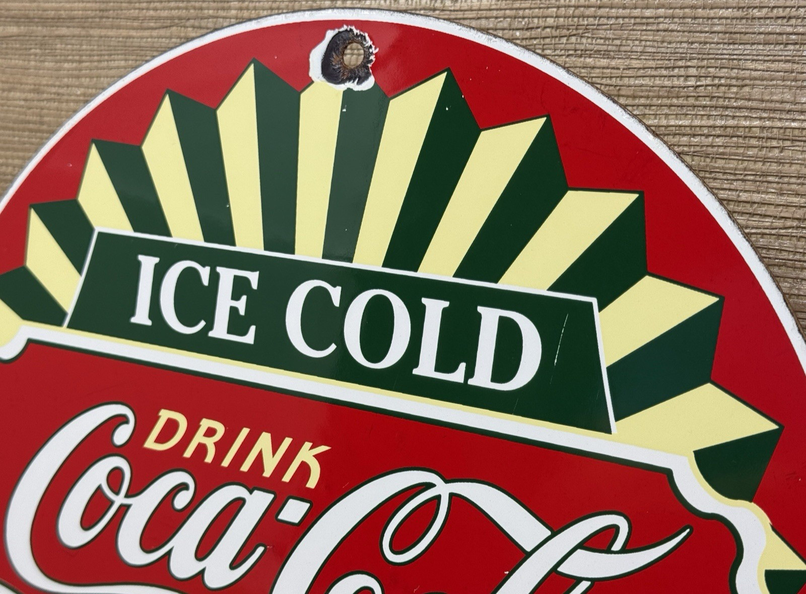 VINTAGE COCA COLA PORCELAIN SIGN GAS STATION BOTTLE COKE PEPSI DEW A & W OIL