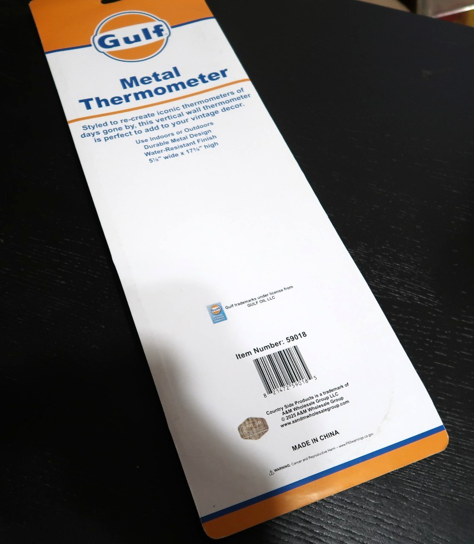 Gulf Oil Reproduction Metal Thermometer – Gulfpride Oil Brand New