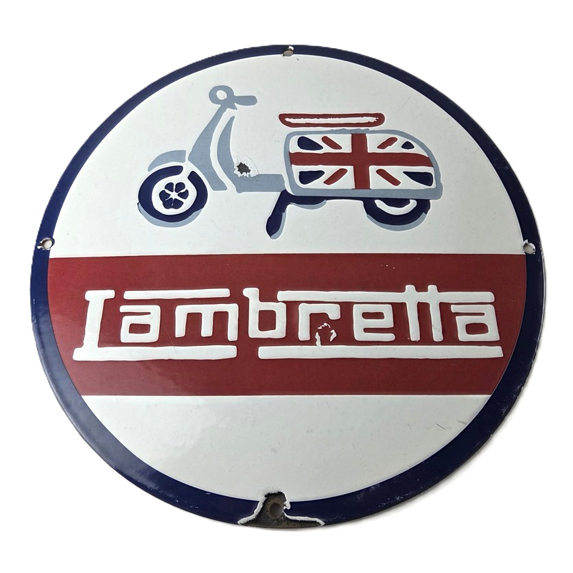 Vintage Lambretta Sign – Bike Gas Service Station Porcelain Advertising Sign