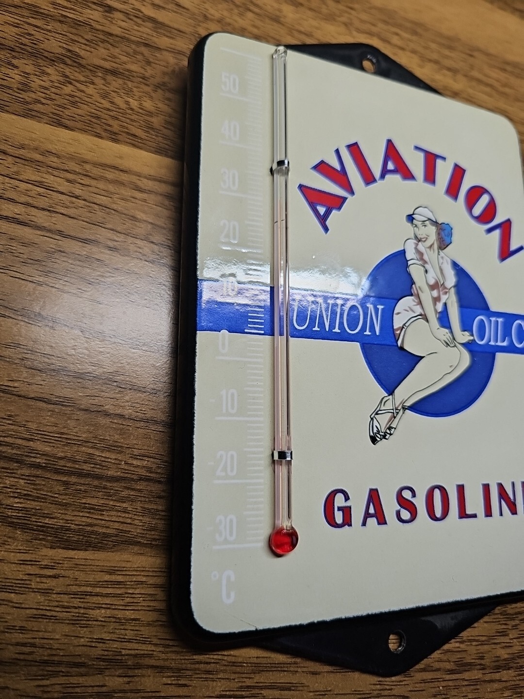 UNION OIL CO. PORCELAIN THERMOMETER SIGN CAR GAS OIL GASOLINE AVIATION VINTAGE