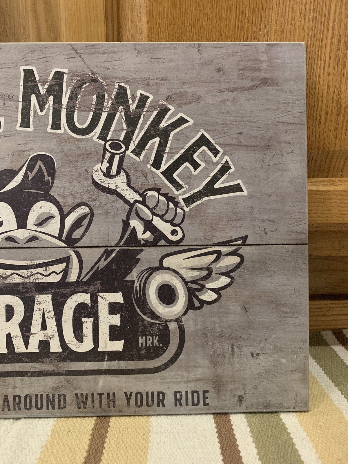 Grease Monkey Garage Wooden Sign Oil Gas Parts Tools Vintage Style Wall Decor