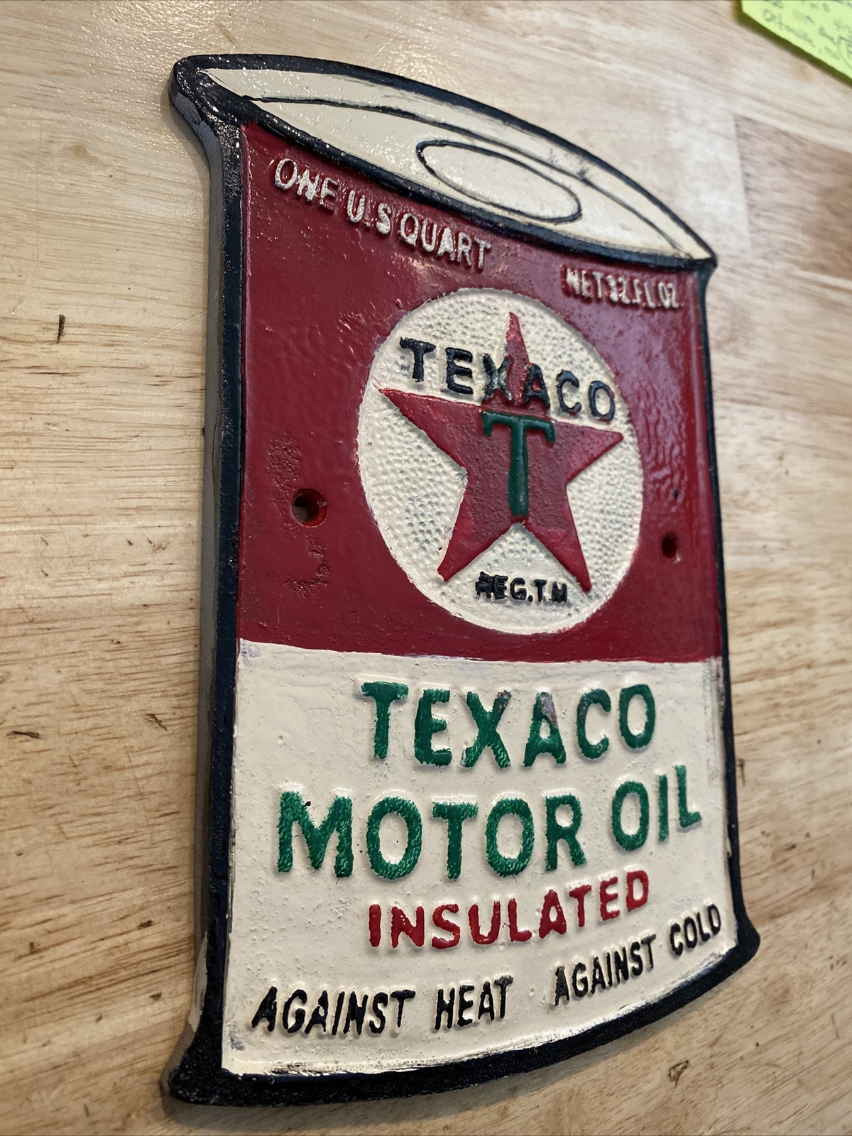 Texaco Oil Sign Plaque Coal Collector Man Cave Gas Advertisement 1/4 inch METAL