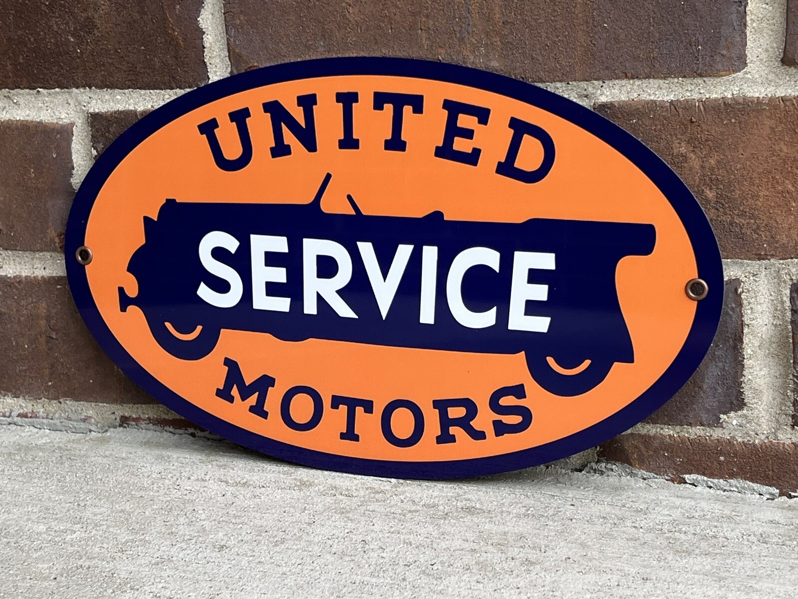 13” United Motors Service Vintage Style oval Metal Sign Oil Gas