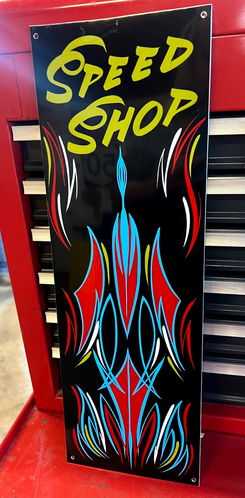 Painted PINSTRIPING Hot Rat Rod SPEED SHOP Garage Sign Art Original pinstriped