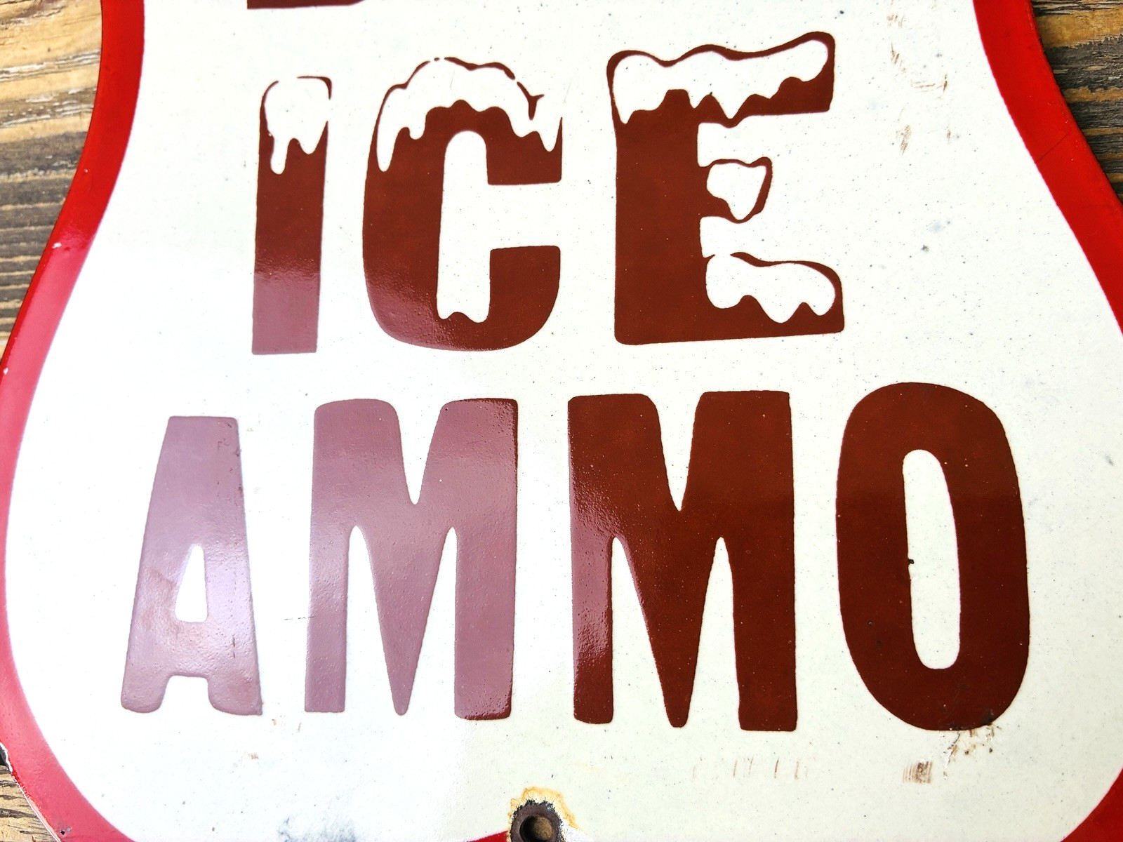 VINTAGE 12×9″ BEER BAIT ICE AMMO PORCELAIN GAS OIL SODA POP PUMP STATION SIGN