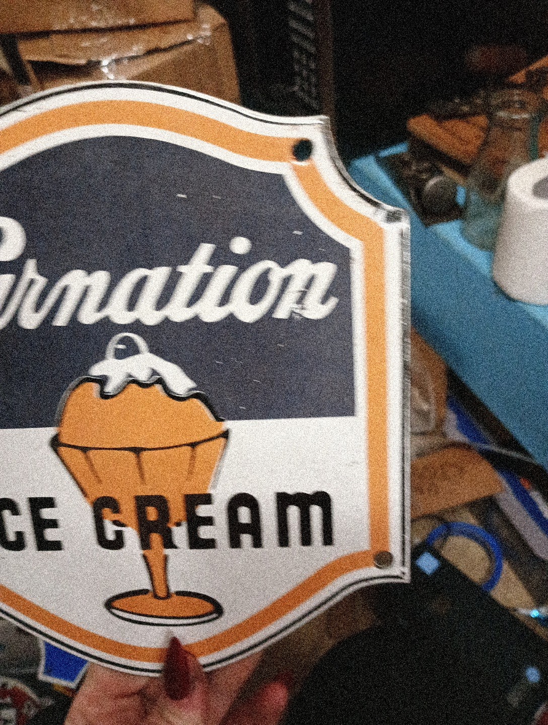 Porcelain Carnation Ice Cream Sign