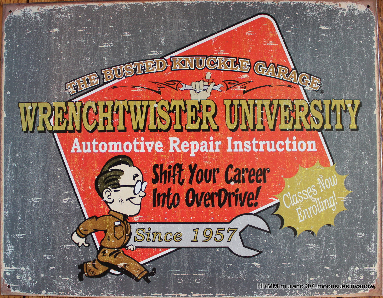Tin Sign Automobile Mechanic Advertising Car University