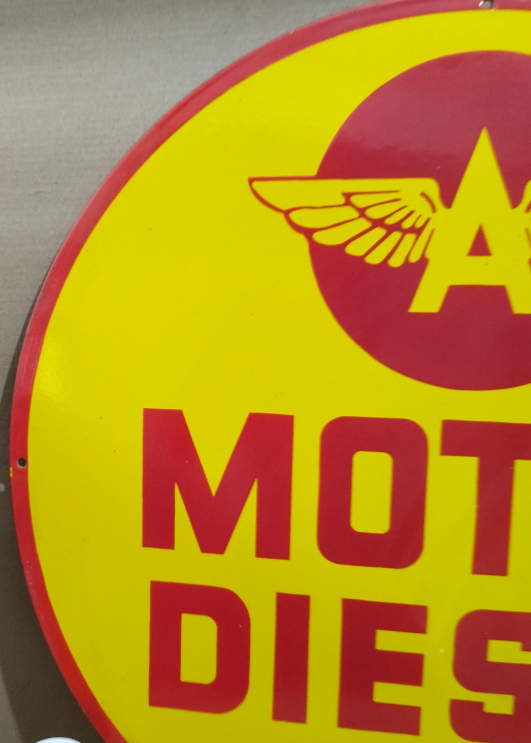 Flying A Motor Diesel Fuel Porcelain Enamel Sign 30 X 30 Inches 1 sides
