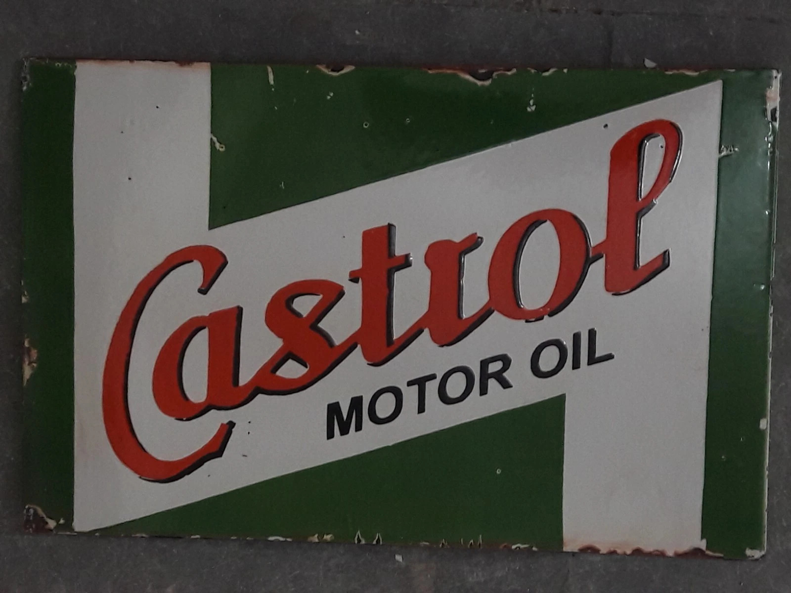 PORCELIAN CASTROL ENAMEL SIGN SIZE 20X12 INCHES DOUBLE SIDED