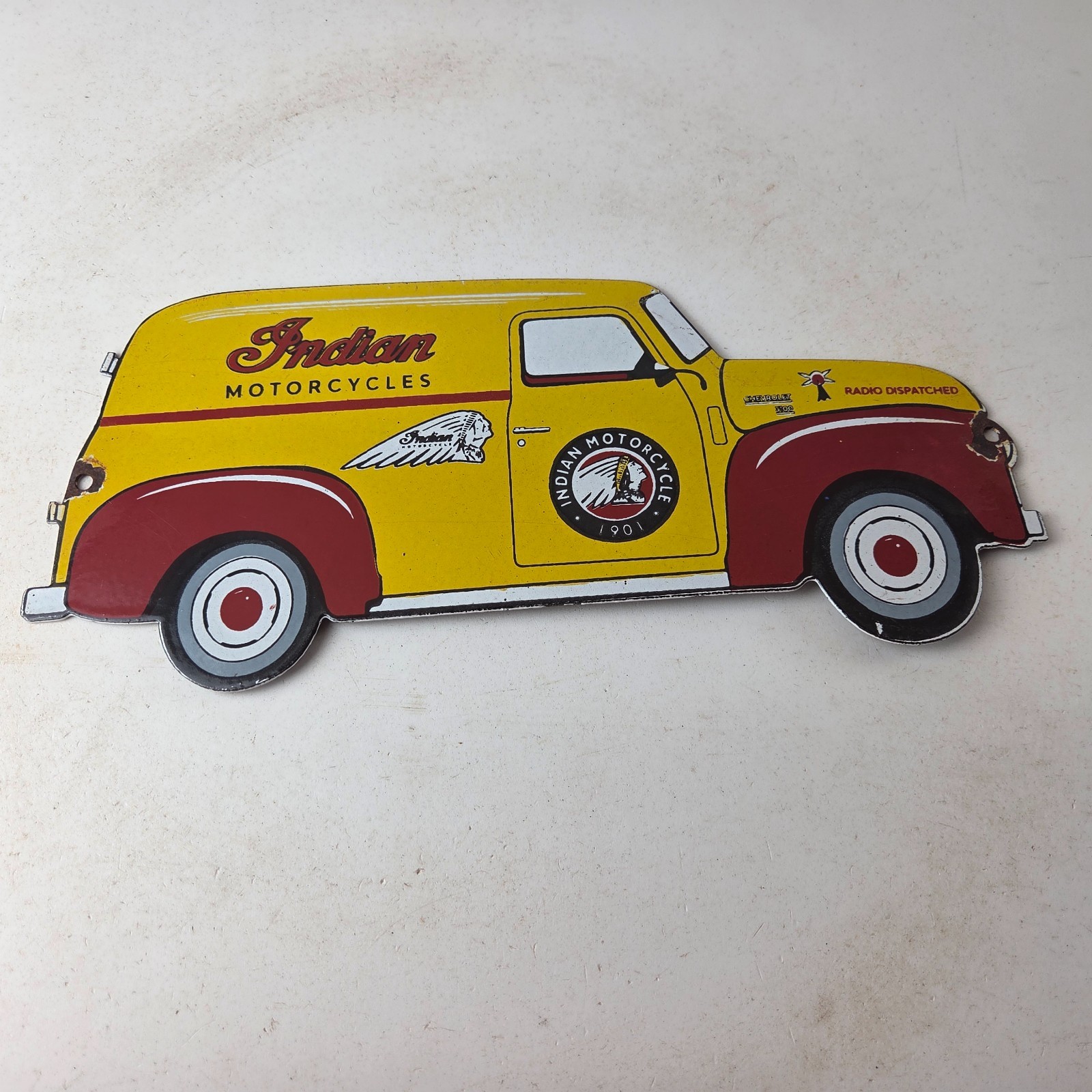 Vintage Indian Motorcycles Sign – Gas Motor Oil Truck Pump Porcelain Sign