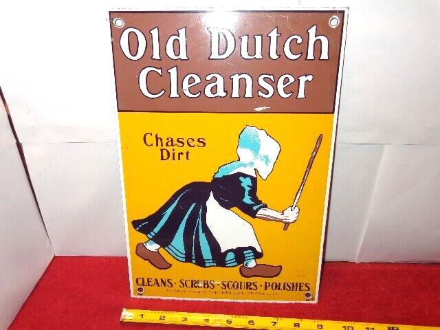 9 x 13 in OLD DUTCH CLEANSER CANADA & U. S. A. ADV. SIGN DIE CUT METAL #S 168